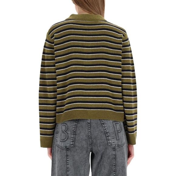 BAUM UND PFERDGARTEN Striped Knit Polo Sweater Women GREEN Sweaters & Knitwear - Picture 4 of 4